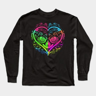 Heart Shaped Sugar Skull Painting For Day Of The Dead Long Sleeve T-Shirt